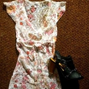 Paisley print lace unlined Dress